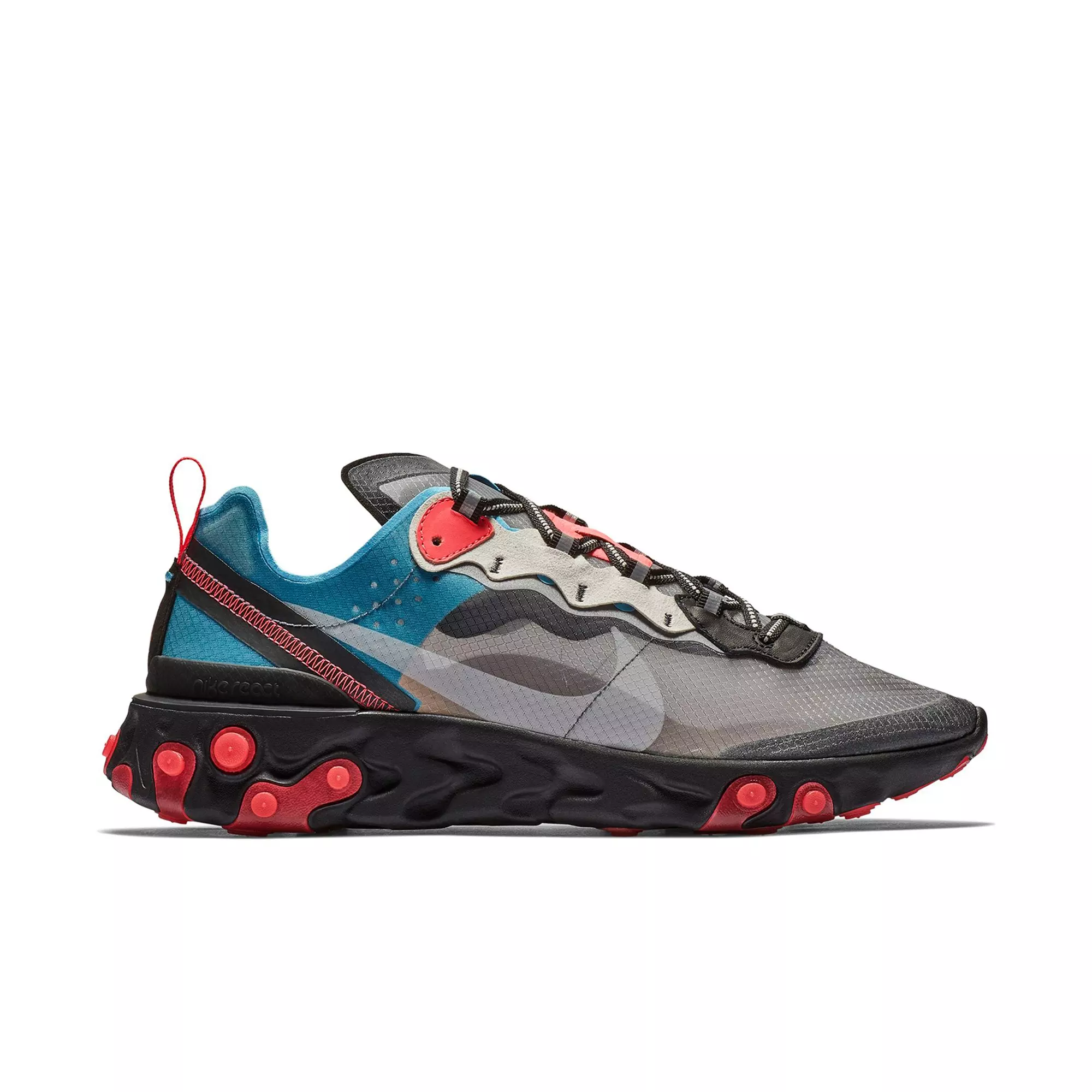 Nike React Element 87 Black Cool Grey Blue Chill Solar Red Men s Shoe Hibbett